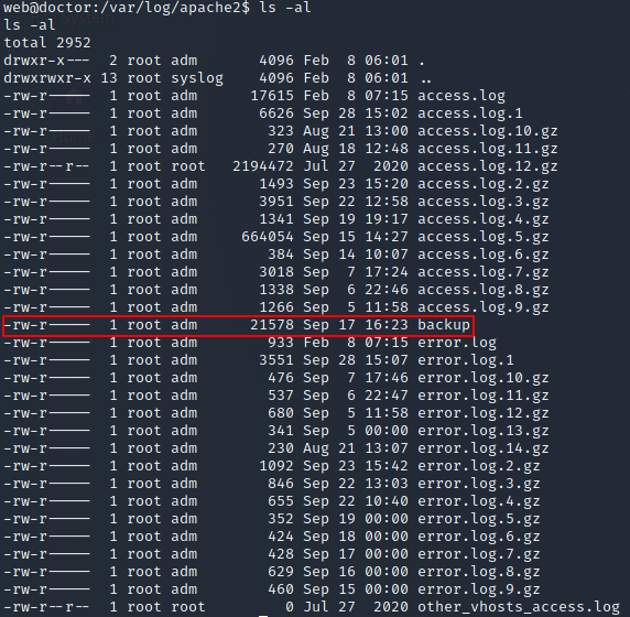 apache logs screenshot