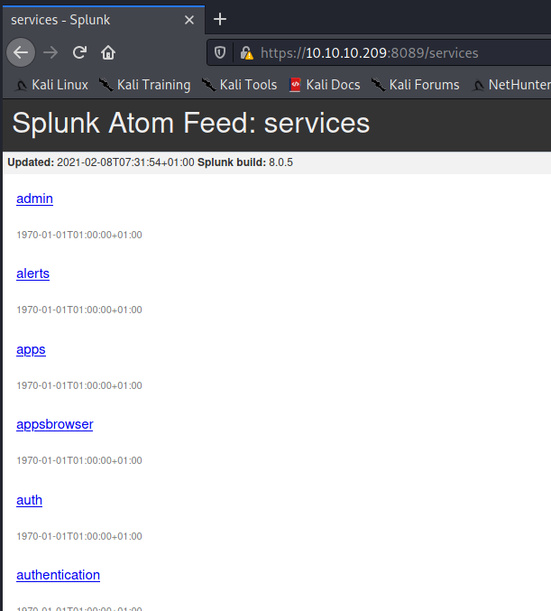 logged into splunk screenshot